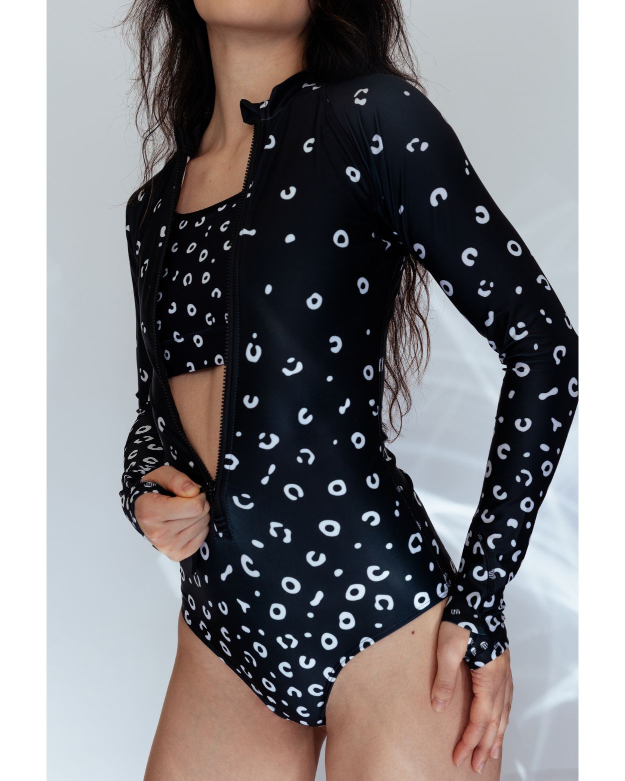 spotted eagle ray front zip swimsuit