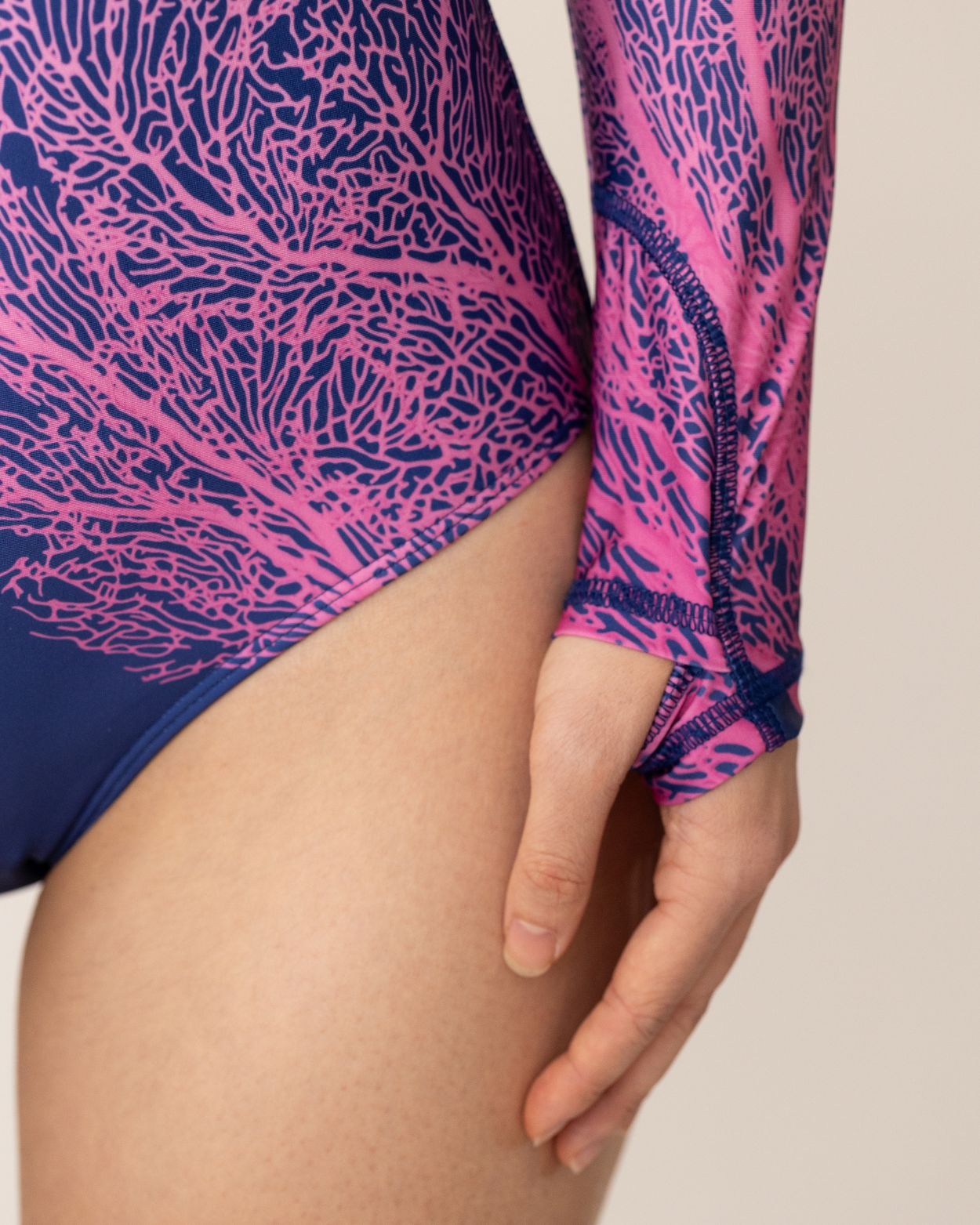 long sleeve swimsuit with thumbholes