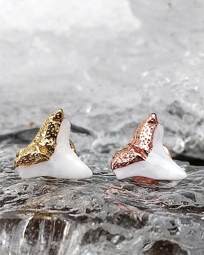 gold shark teeth earrings